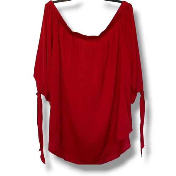Apt 9 women's red off the shoulder tie sleeves Blouse - medium - Picture 1 of 7
